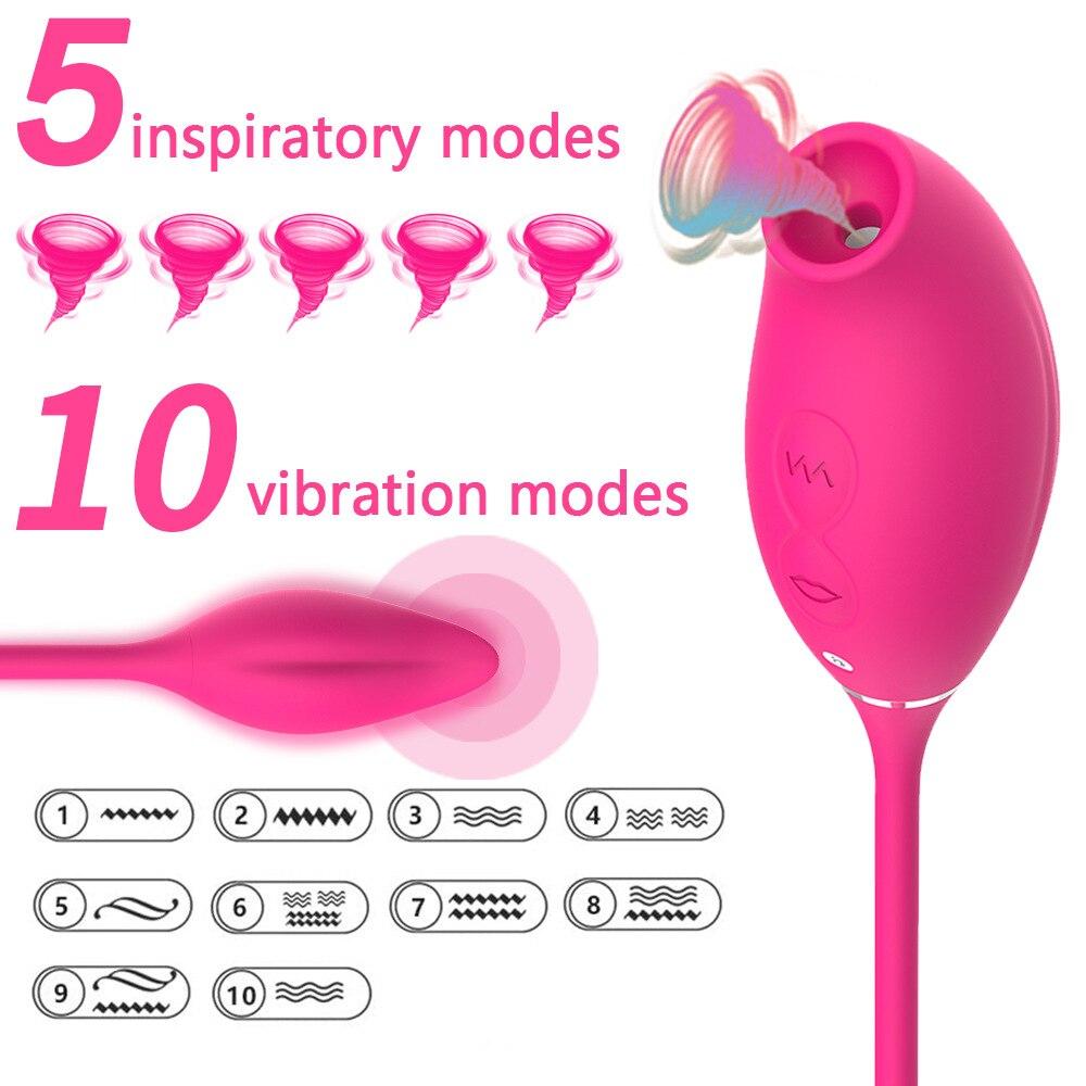 2 In 1 Vibrating Egg with Clitoris Sucking Vibrator G-Spot Clitoris Stimulator Nipples Clit Sucker Lady Sex Toys for Womans