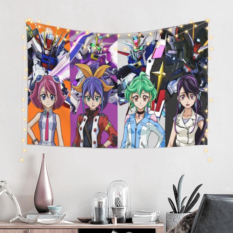 VIKAMA Mecha Girl Anime Tapestry Bedroom Decor Cloth Dorm Renovation Background Wall Covering Gaming Room Decoration Multi Scene
