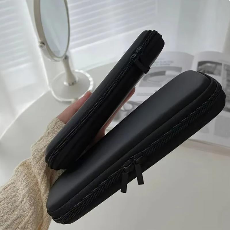 1 Stück Schwarze Kosmetiktasche Wasserdichter Doppelreißverschluss Make-up-Pinsel-Koffer Frauen Aufbewahrungstaschen Tragbarer Reise-Pinselhalter Make-up-Koffer