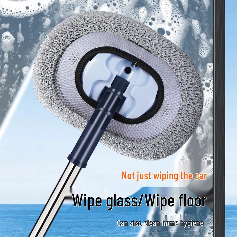 Retractable Curved Car Wash Mop with Soft Bristles - Car Cleaning Brush Tool.
