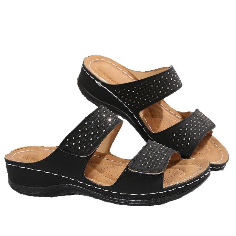 Woda Diament Jednopaskowe Buty Grube Buty, Kapcie Damskie Duże Rozmiary Koturny Lekkie Klapki na Plażę