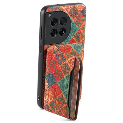 For OnePlus 12 5G Case Floral Design Card Slots Shockproof Leather Back  Cover