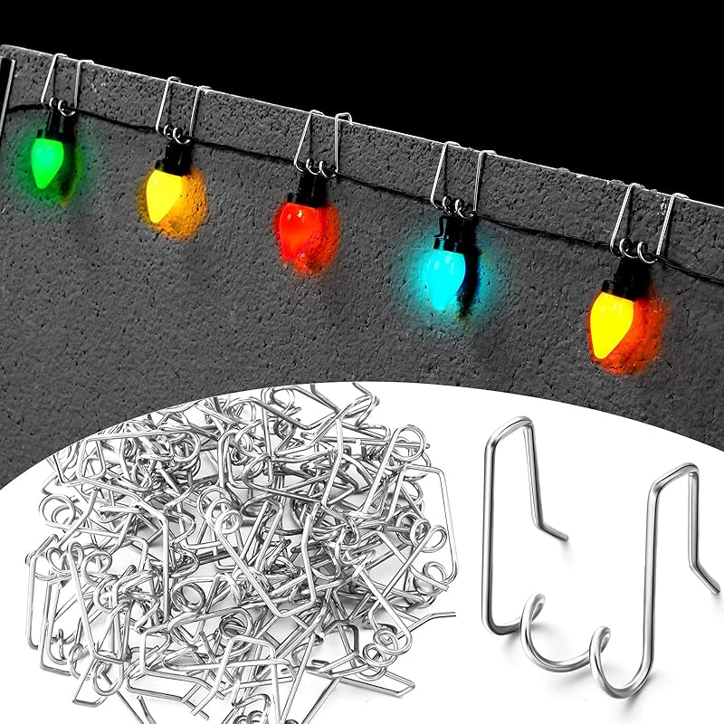 50 Pcs Gutter Light Hooks Outdoor Metal Gutter Clips Orkscrew Shaped Hanging String Lights Hooks for Christmas Halloween Decoration 50