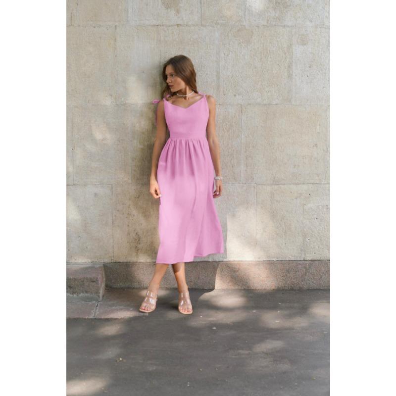 French Khaki Cotton Linen Breathable Halter High Waisted Dress Holiday Style Long Skirt Woman