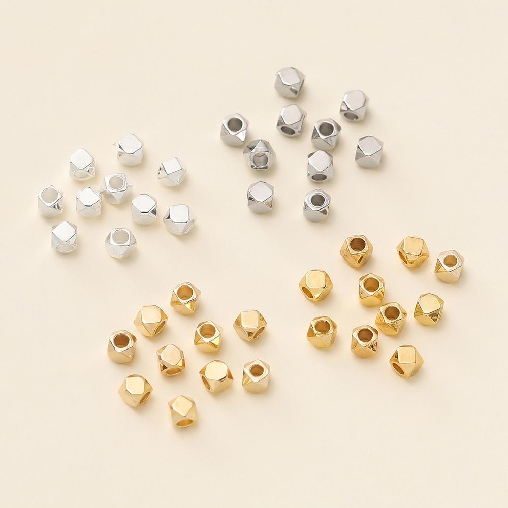20Pcs/Pack 2*2mm 14/18K Gold Plated Polygonal Spacer Beads For Handmade DIY Jewelry Making Bracelet Necklace Accessories