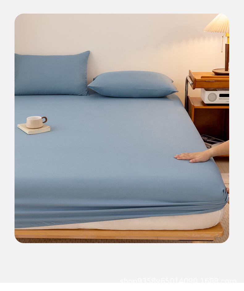 2025 Washed Flannel Solid Color Fitted Sheet: Non-Slip All-Inclusive Mattress Protector Bedspread