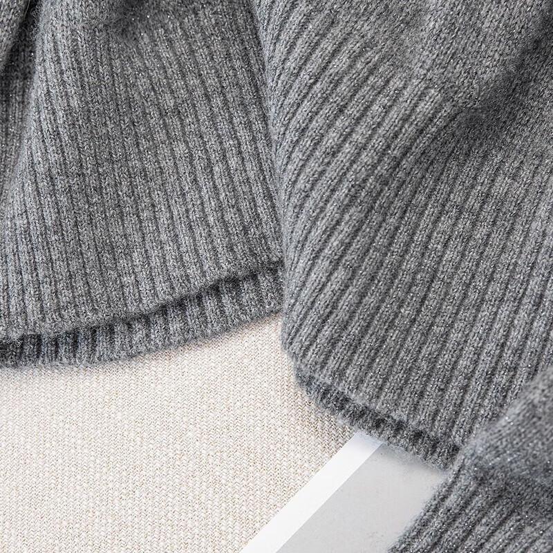 Sibaishi Damen Merino Wolle Revers Strickpullover