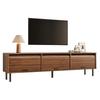 TV Cabinet, TV Lowboard 3 Sliding-Up Doors Vertical Embossing Black Handles Black Metal Feet, TV Stand for Living Room