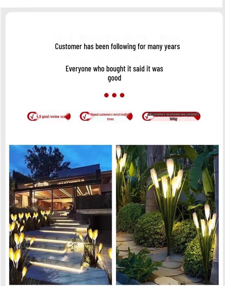 Solar LED Fiber Optic Reed Lamp for Outdoor Landscaping
