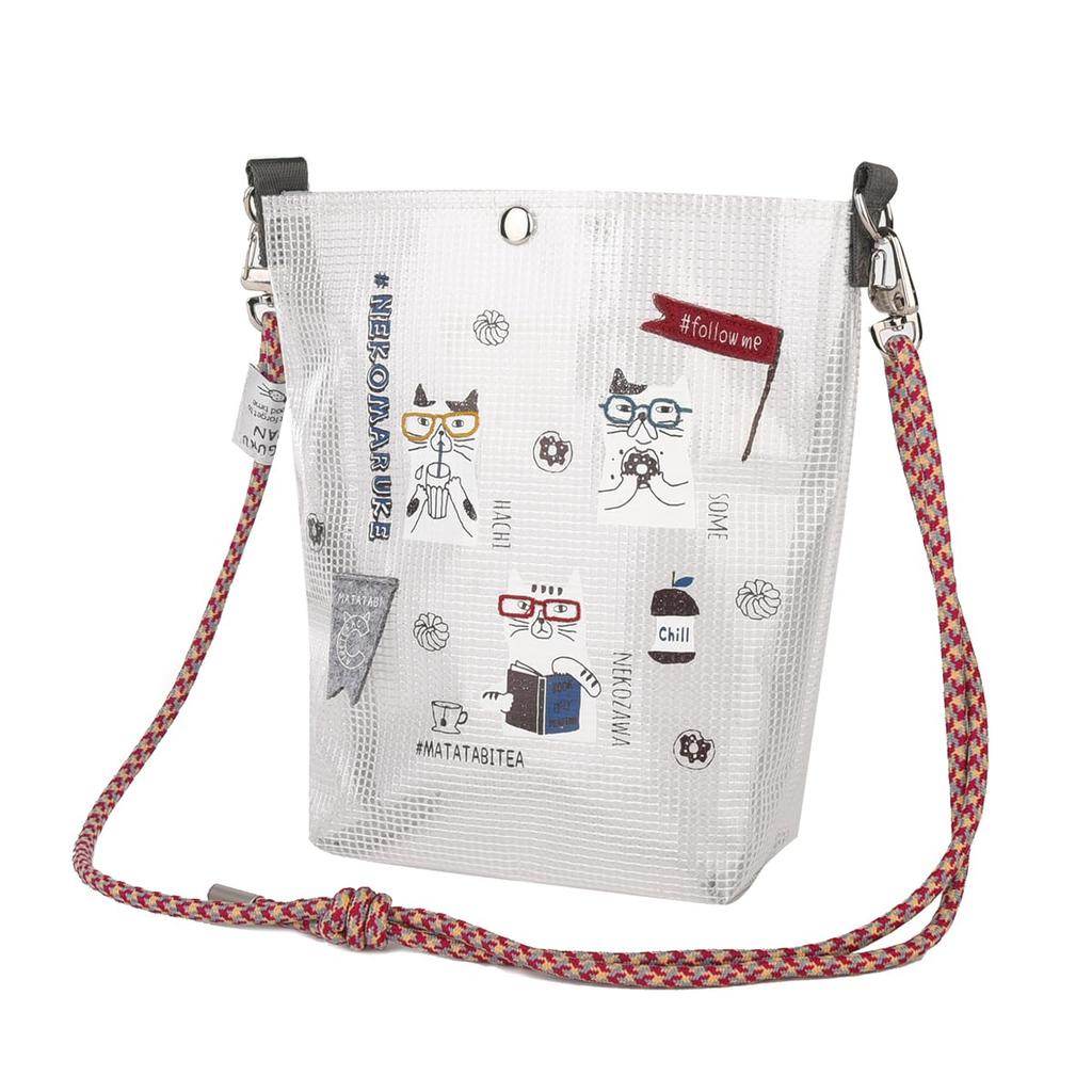 [Kusuguru Japan] Clear Mesh Shoulder Bag, Cat Maruke BR