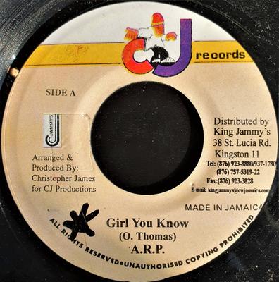 7inch Record A.R.P. - Girl You Know  NONE CJ Records 2002 Jamaica Reggae, Ska & Dub Used