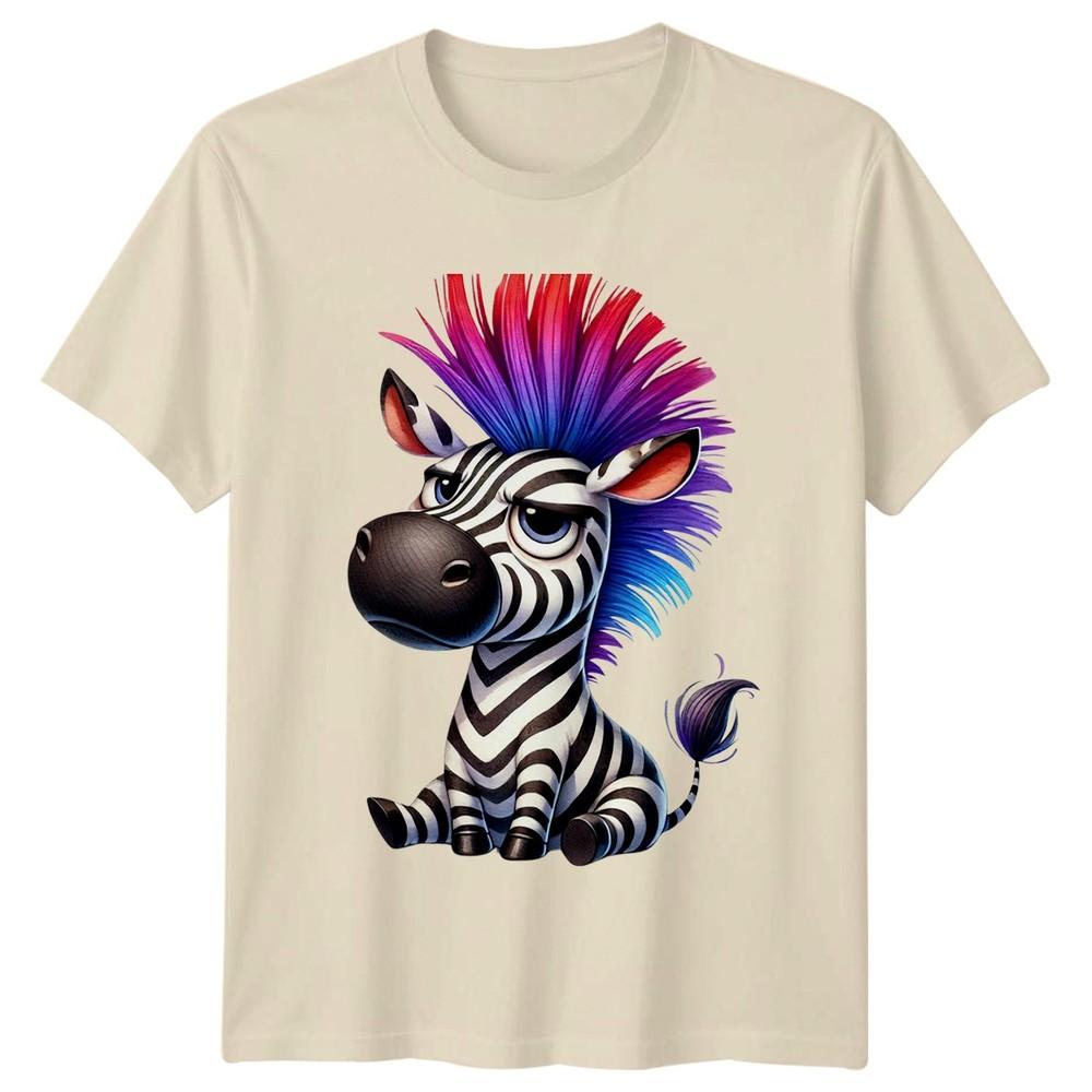 Cute Grumpy Zebra Mohawk TShirt Funny Animal Wildlife Birthday Gift