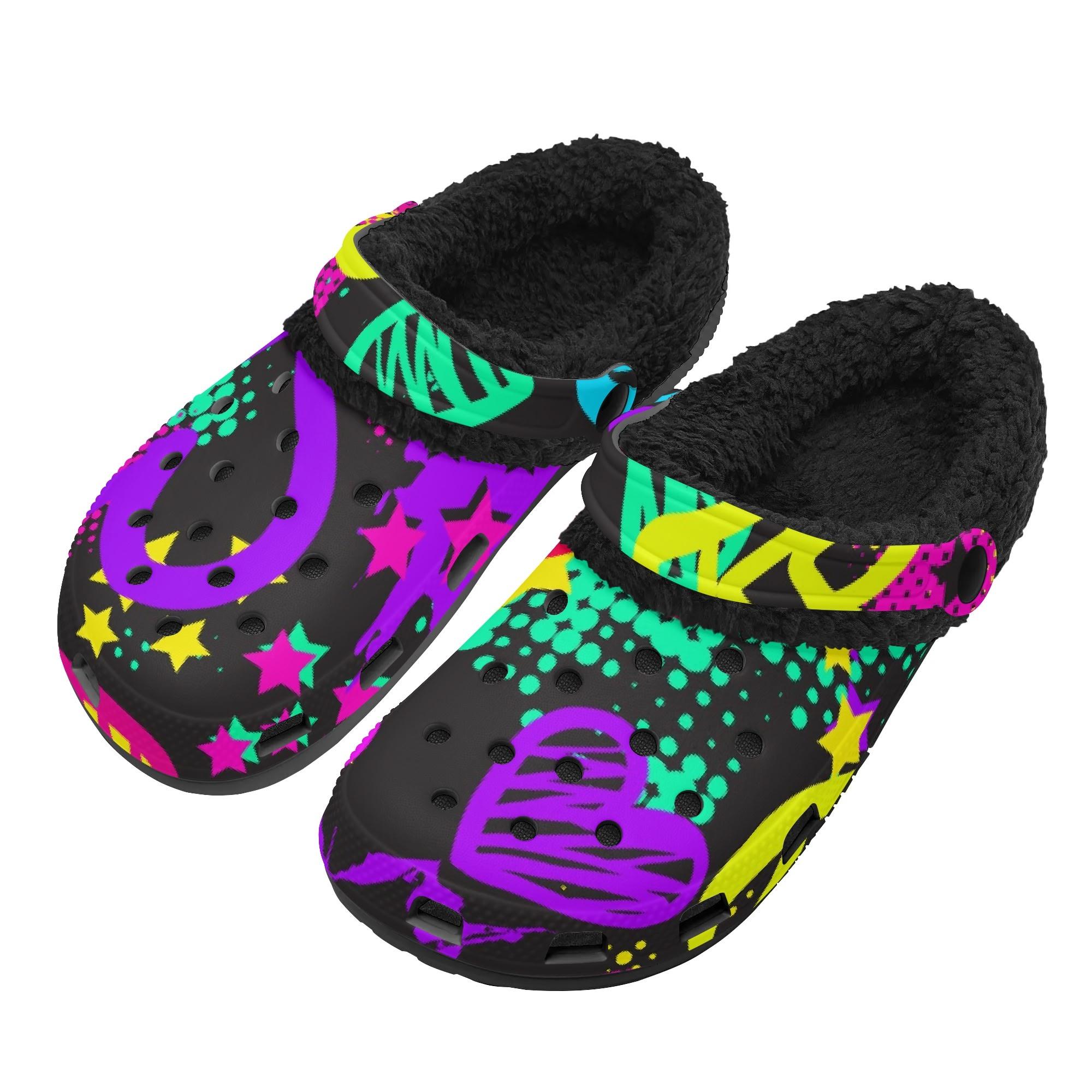 

1 Pair Warm EVA Fur Lined Clogs For Men Women Cozy Slip On Winter Comfort Shoes Soft Lightweight Indoor Outdoor Wear 48 чорний