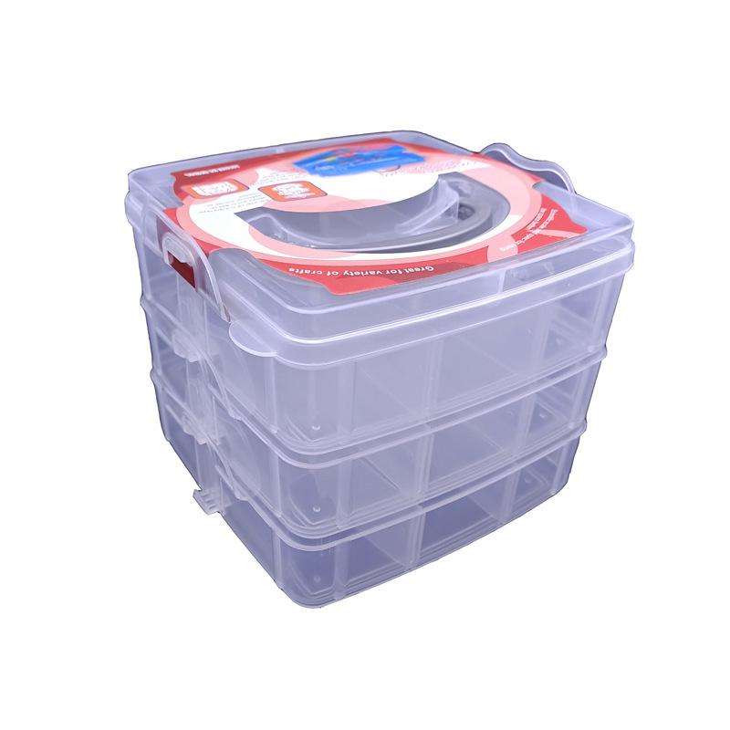 Compact Three-Layer Transparent Storage Box for Tools, Jewelry, and More
