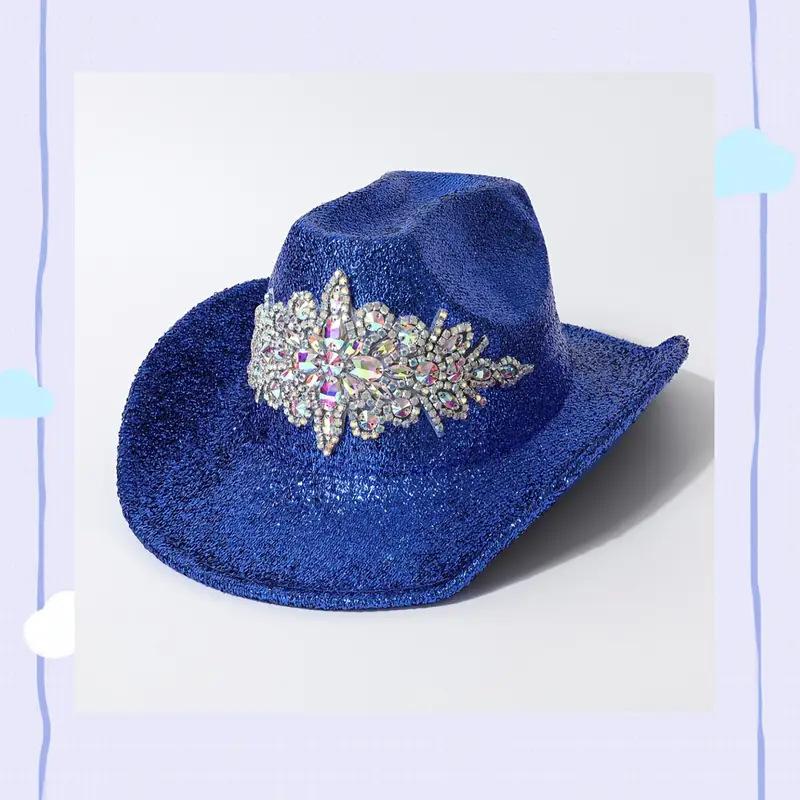 Блестящая шляпа ковбоя в западном стиле для вечеринки, женская шляпа M（56-58cm）
