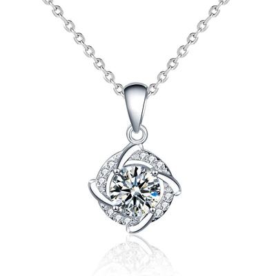 New 1 Carat Real Moissanite Pendant Necklace For Women Top Quality S925 Sterling Silver Windmill Neck Chain Jewelry