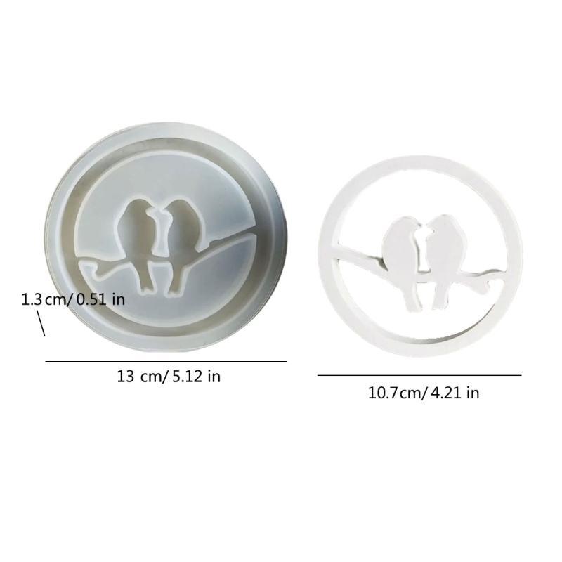 J0MC Couple Bird Wreath Resin Molds, Wreath Silicones Molds for Making Tealight Holder Decorations