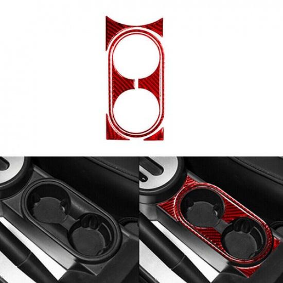 5Pcs Red Carbon Fiber Center Console Cup Holder Trim For Jeep Wrangler 2007-2010