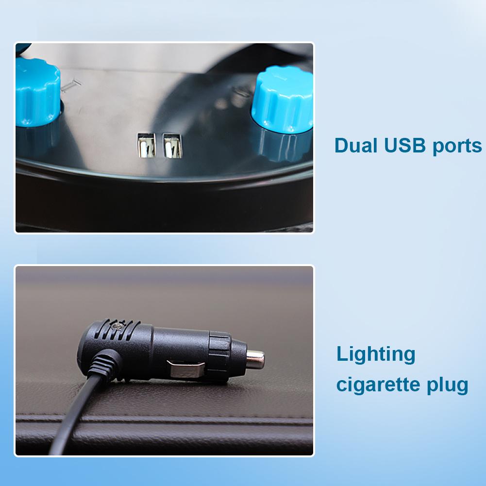 Dual Head USB Car Cooling Fan 2 Wind Speed Car Central Control Screen Fan Adjustable Angle Electric Car Fan Auto Accessories