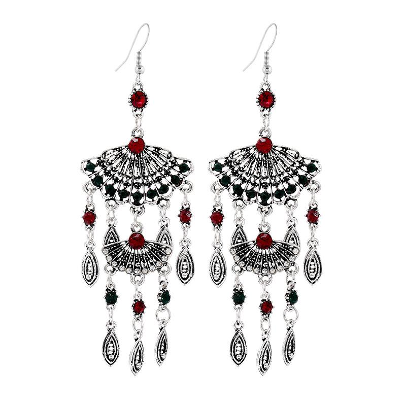 Design retro ethnic style long earrings female classical temperament crystal fringed earrings personalized Tibetan earrings