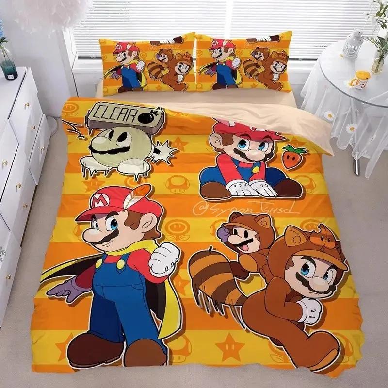 3D Anime Supers M-Mario BrosPrinted Bedding Set- Duvet Cover + Pillowcases2/3pcsSuitable for Kids Adults Soft Polyester