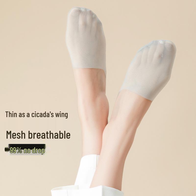 Ice Silk & Cotton Mesh Non-Slip No-Show Women's Socks