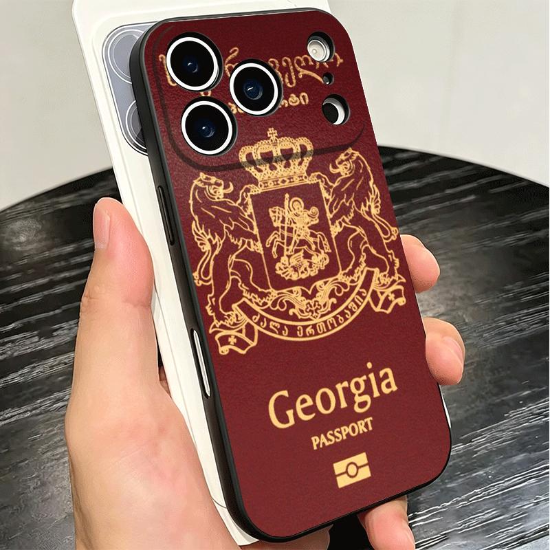 Georgia Passflagge Weiche Handyhülle für iPhone 16 16E 17 Air 15 Pro Max 14 Plus 13 Mini 11 12 7 Schwarze Hülle Rückschale