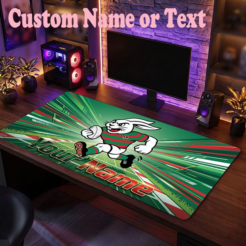 South Sydney Rabbitohs Customized Name Text Mouse Pad, Large Desk Mouse Mat Personalized Home Office Present