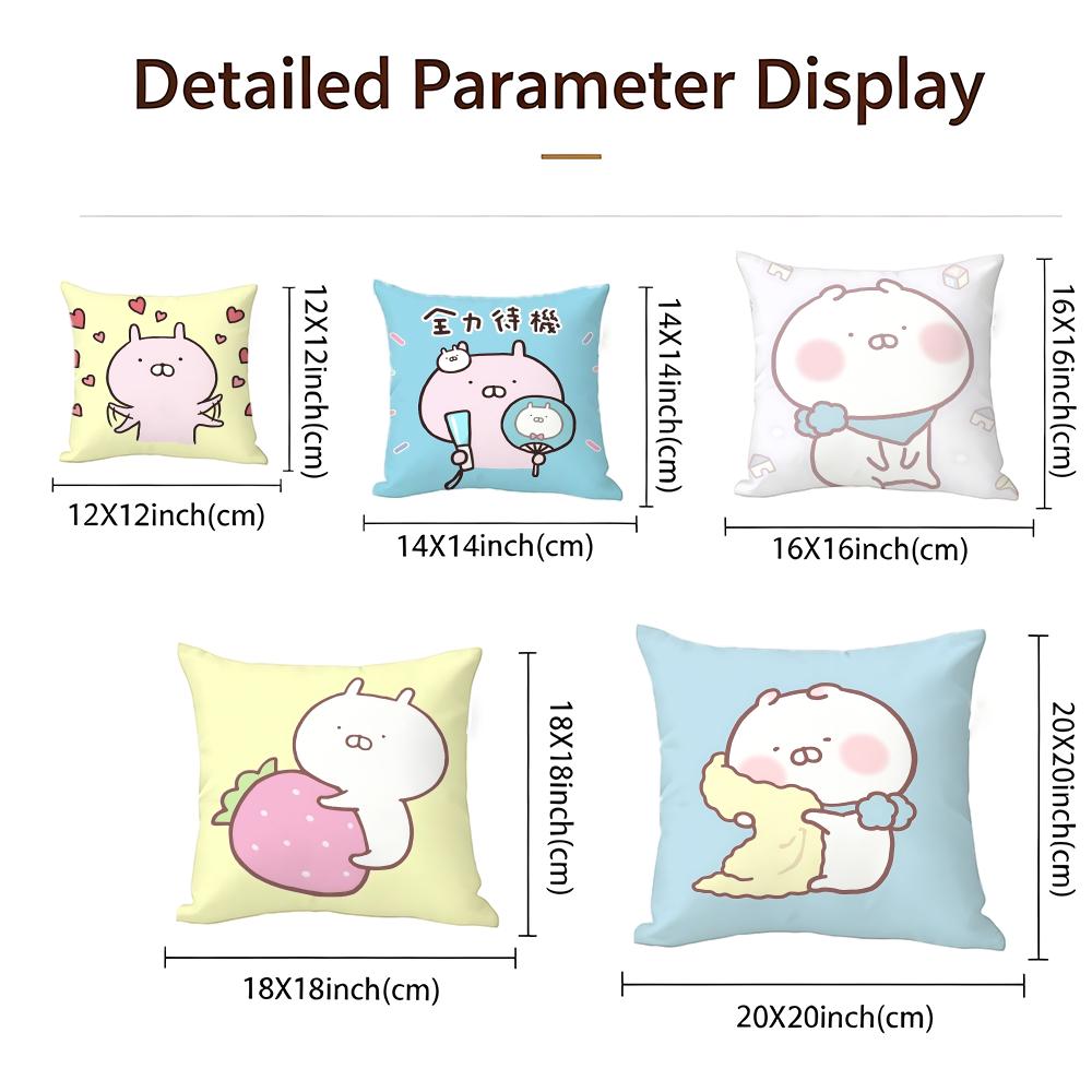 cute Usamaru Cushion Cover Cushion Cover Set 4Pcs 50x50 45x45 40x40 Pillowcase Decorative Sofa Home Decor