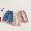 Adorable Spring 2026 Girls' Bowknot Little Sheep Cuffed Casual Pants