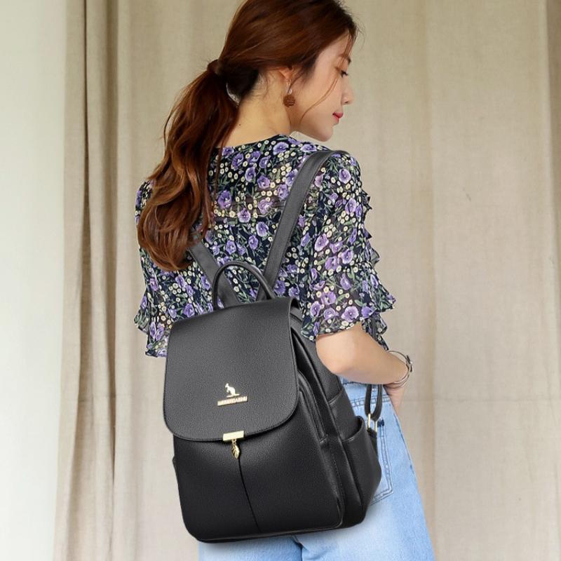 New Women's Casual Backpack with European and American Trendy Large Capacity Outdoor Travel Fashion Soft Leather Backpack Versatile Bag