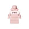 FILA X MIHARA Color Block Hooded Fashion Casual Mid-Length Down Jacket Women Outerwear Light-Purple Red F11W243903F-PK