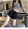Women's Gray High-Waist A-Line Sports Shorts - 2025 Summer Petite Slit Casual Hot Pants