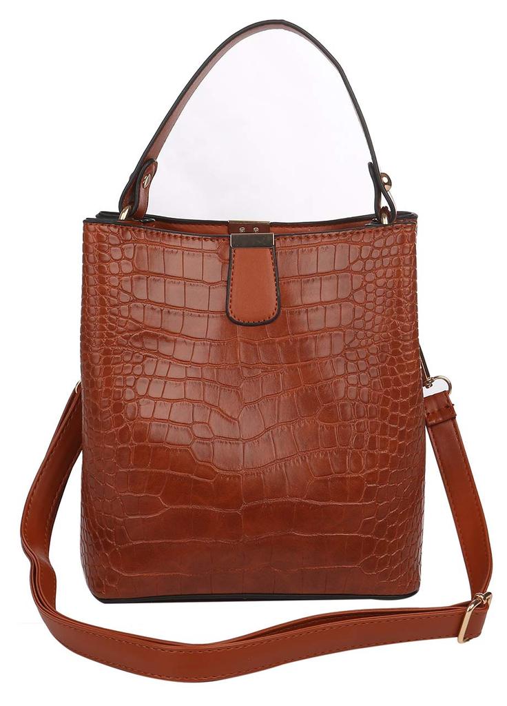 Angel Moon Women's PU Leather Shoulder Bag with Lizard Print, Vertical Design, Perfect for Everyday Use, Stylish, Stylish, and Girly (Light Brown)