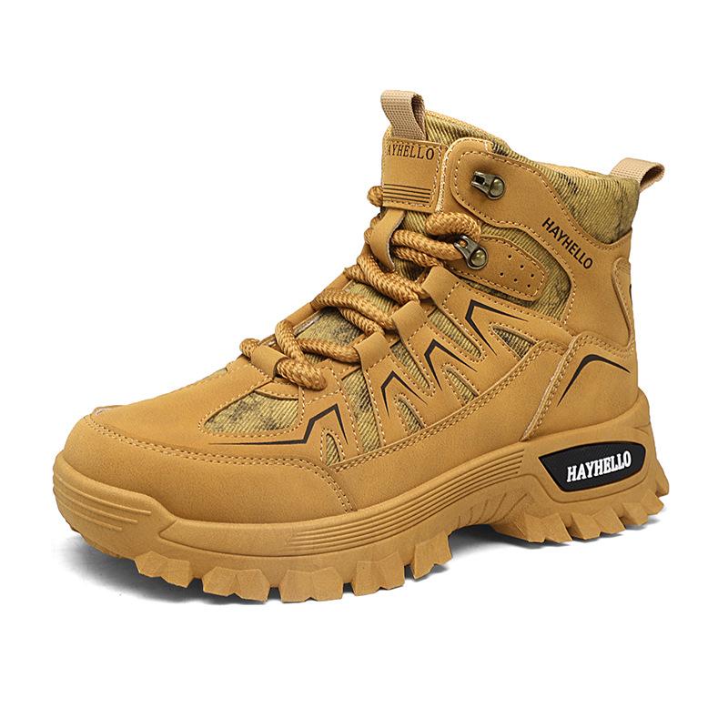 

Autumn and winter new Martin boots men s high-top tooling combat training outdoor hiking shoes labor insurance shoes 39 жовтий