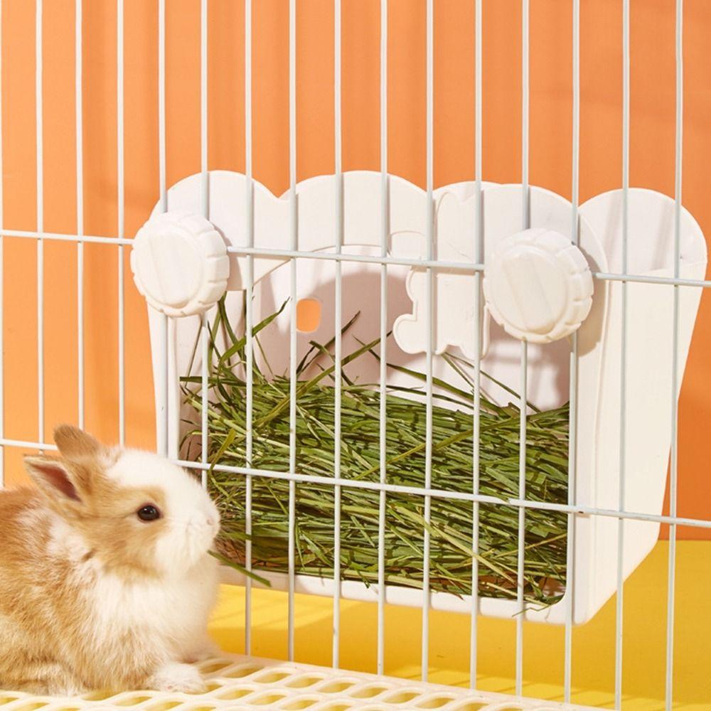 Hanging Rabbit Hay Feeder Fixed Anti-tipping Rabbit Grass Rack Feeder Less Waste Plastic Guinea Pig Hay Feeder Ferret