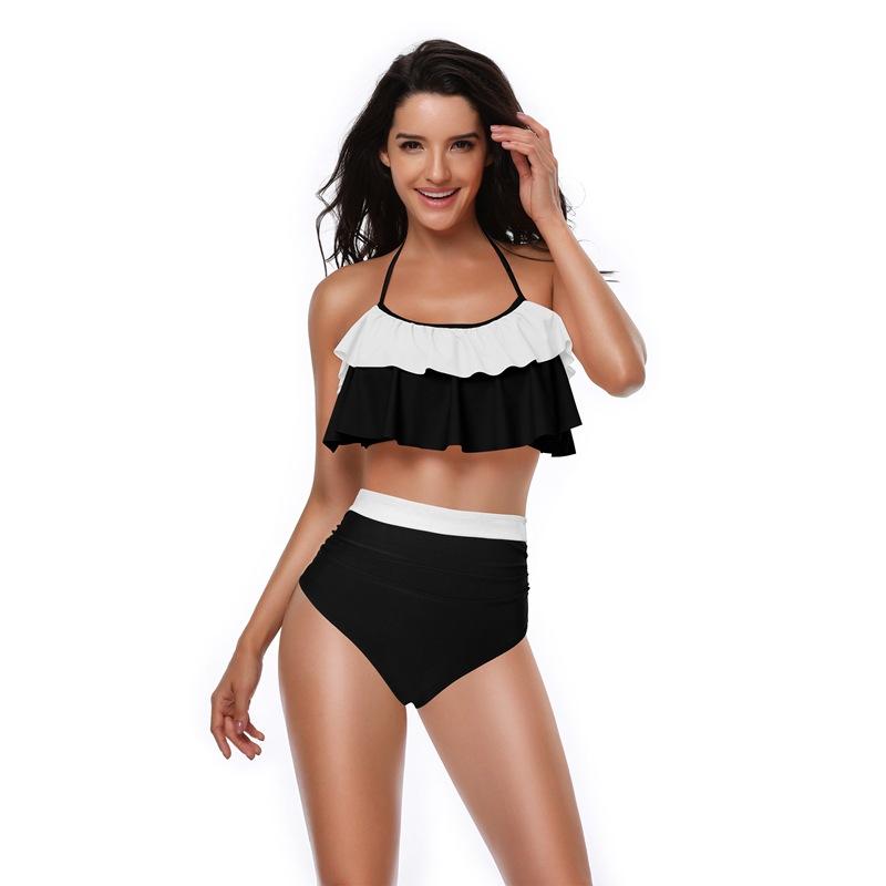 Women Sexy High Waisted Two Piece Split Bikini Swimwear For Swimming S