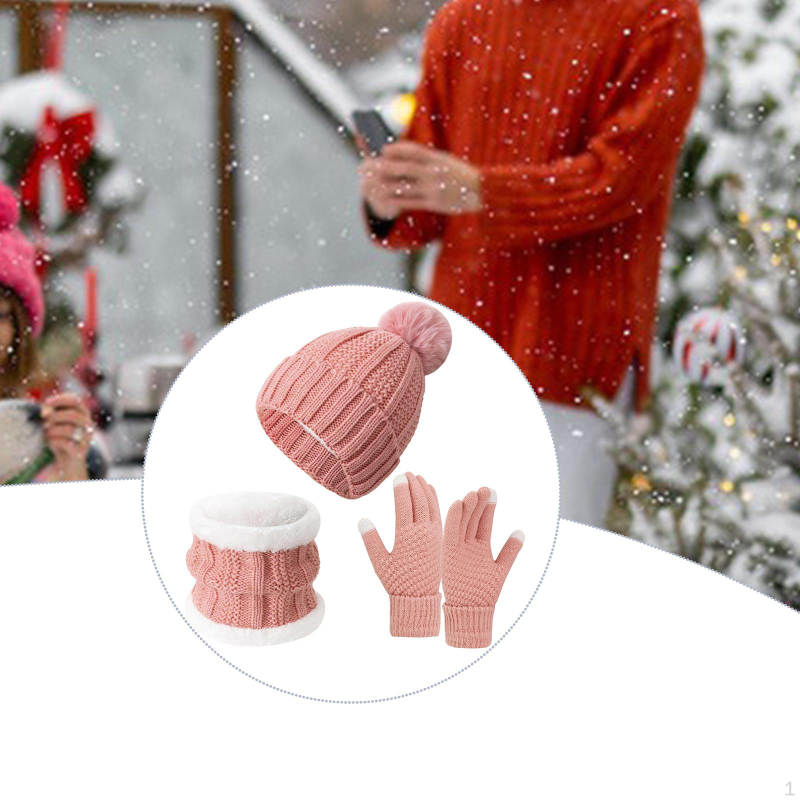 Knitted Comfortable Thickened Unisex Touch Screen Gloves розовый