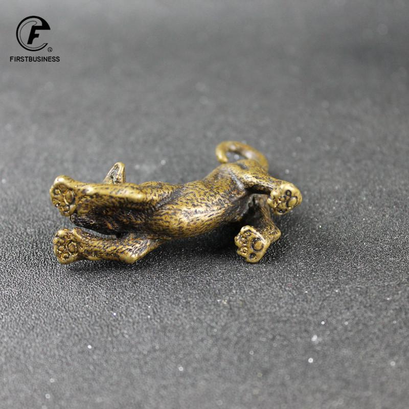 Retro Copper Panther Statue Animal Figurine Prey On Agile Style Brass Leopard Sculpture Home Office Room Decoration Accessories