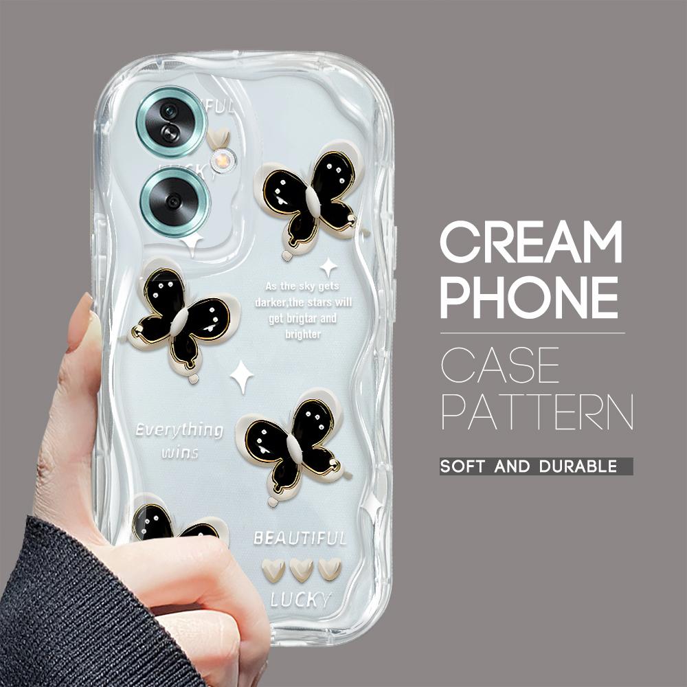 Bonito padrão de desenho animado creme textura embalagem borda ondulada capa de telefone de silicone macio para OPPO Reno Realme