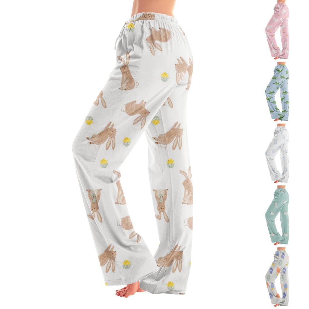 Anime Pajama Pants Sleepwear Casual Drawstring Elastic Waist Pants Comfy Straight Yoga Loose Trousers