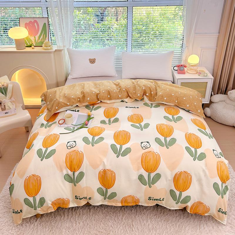 1Pc Sweet Red Flowers Duvet Cover Botanical Floral Pattern Comforter Cover Skin-friendly Comfortable Bedding Bedroom Decor