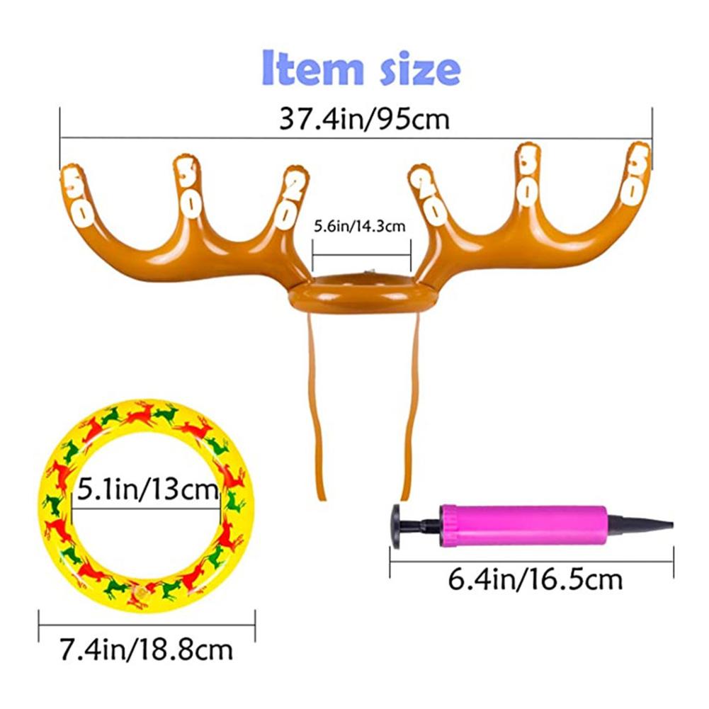 1set Christmas Game Inflatable Funny Reindeer Antler Hat Ring Xmas Kids Gift New Year Christmas Outdoor Inflated Toys
