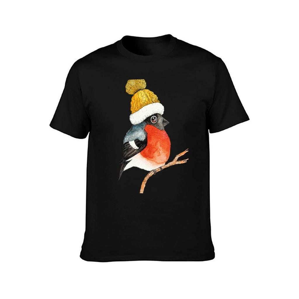 Christmas bird Bullfinch TShirt Basic Daily Outfit Short Sleeve Tee