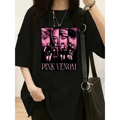 BLACKPINK Damen Musikgruppe Grafik T-Shirt - Ein lässiges Kurzarm-Oberteil für Damen, aus weichem Material, mit lockerem Schnitt, Y2K