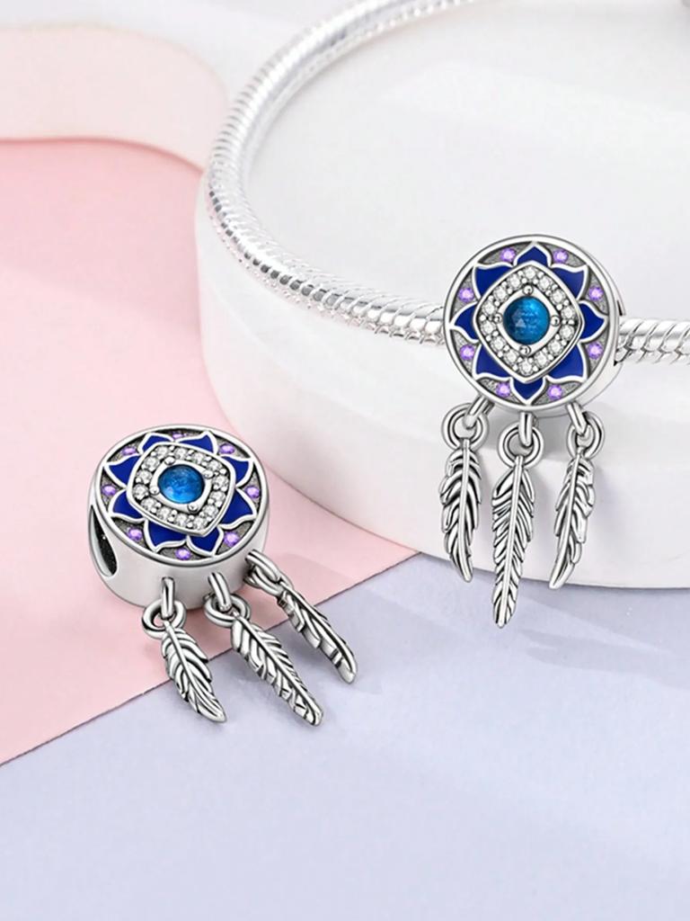 Copper Plated Authentic Charm Bead Charms Colored Feathers Bead Charms Compatible With Bracelets Womens Jewellery Gift