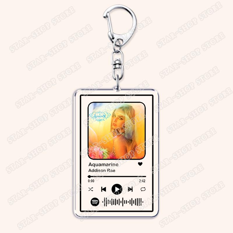 

Hot Singer Addison Rae Songs Keychains for Women Accessories Bag Diet Pepsi Aquamarine Music Keying Jewelry Fans Friend Gifts аквамарин