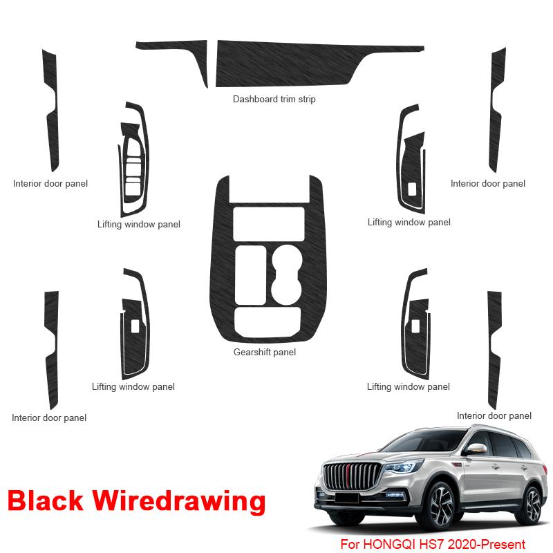 Samolepka do interiéru vozu pro HONGQI HS7 2020-2025 zvedací okenní panel, nálepka na převodovku, fólie na palubní desku, vnitřní autopříslušenství