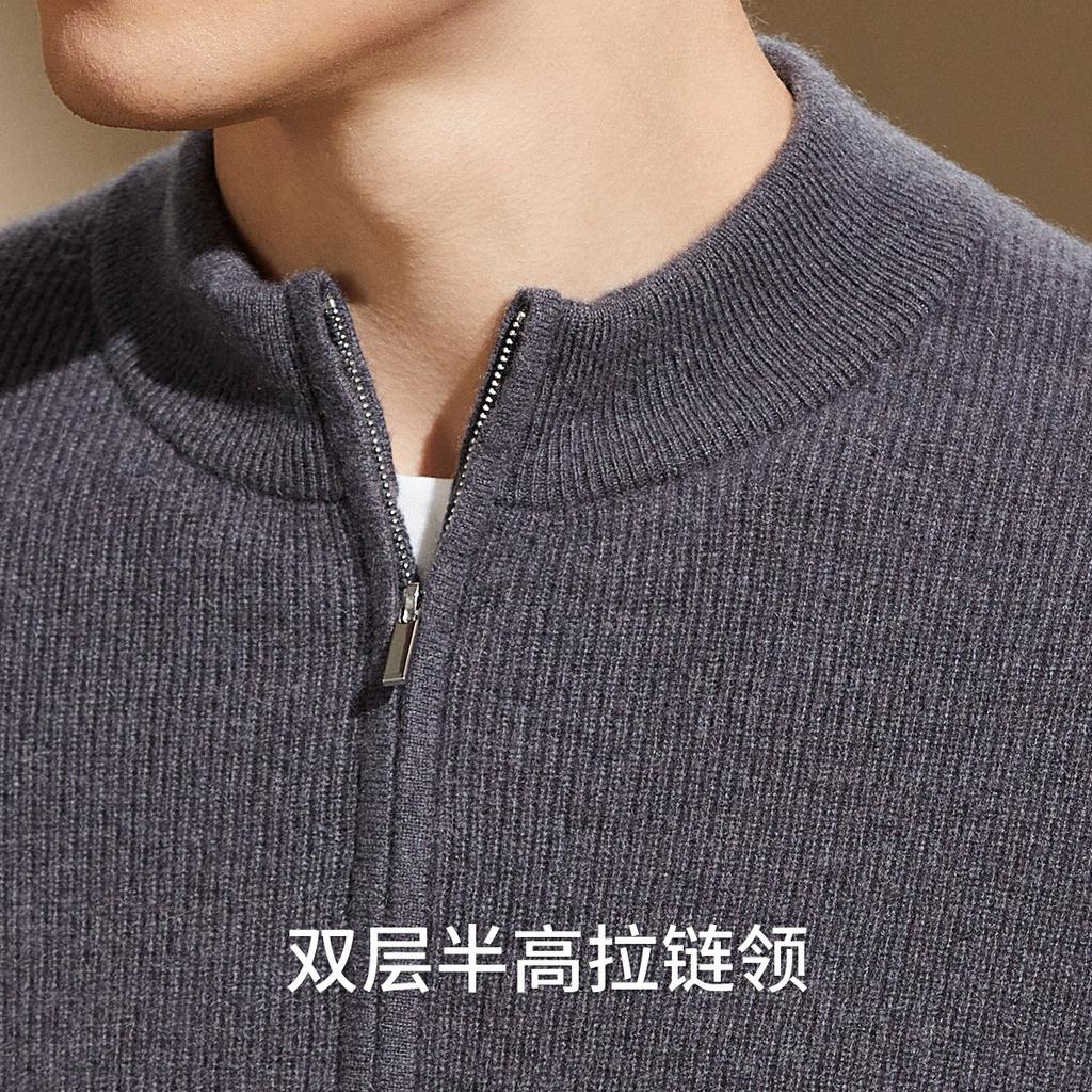100% Cashmere Zipper Half High Collar Sweater for Men