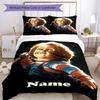Set de lenjerie de pat Chucky cu nume personalizat 3 buc. Închidere cu fermoar pentru husa de pilotă Include 1 husă de pilotă și 2 fețe de pernă, Moale și confortabil pentru toate anotimpurile.